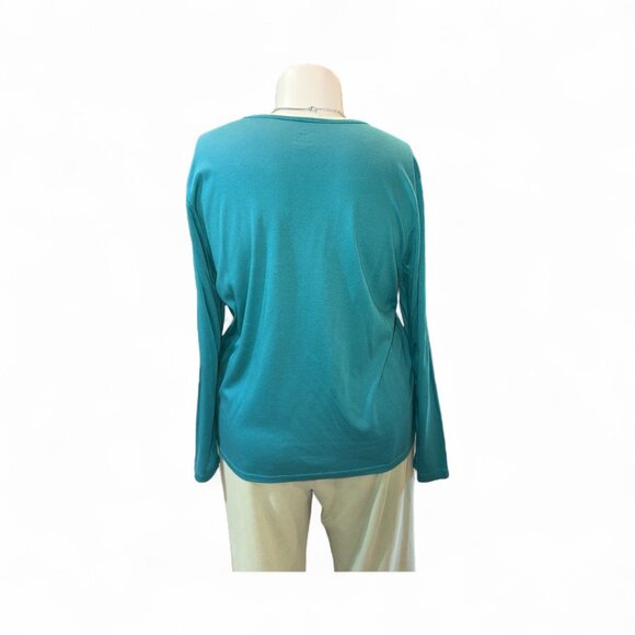 L.L. Bean Green Supima Cotton Long Sleeve Tee Top Women's Size 3X - Picture 3 of 8